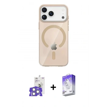 MARSİLYAN™- iPhone 17 Pro Max Kılıf Pusula Form Özel Seri - Siyah Bilvis 5in1 3D Magic Cam Ekran Koruyucu + Bilvis Titan Kamera Lens - GS