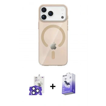 MARSİLYAN™- iPhone 17 Pro Max Kılıf Pusula Form Özel Seri - Siyah Bilvis 5in1 5D Magic Hayalet Cam Ekran Koruyucu + Bilvis Titan Kamera Lens - LT