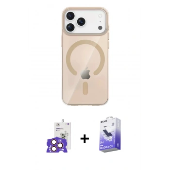 MARSİLYAN™- iPhone 17 Pro Max Kılıf Pusula Form Özel Seri - Siyah Bilvis 5in1 5D Magic Hayalet Cam Ekran Koruyucu + Bilvis Titan Kamera Lens - TU
