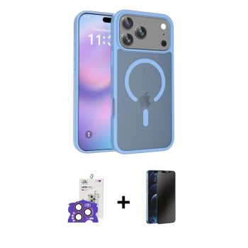 MARSİLYAN™- iPhone 17 Pro Max Kılıf Siluet Minimal Prime - Siyah 3D Antistatik Hayalet Cam Ekran Koruyucu + Bilvis Titan Kamera Lens - TU