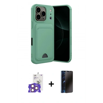 MARSİLYAN™- iPhone 17 Pro Max Kılıf Vadi Çizgi Prime - Siyah 3D Antistatik Hayalet Cam Ekran Koruyucu + Bilvis Titan Kamera Lens - TU