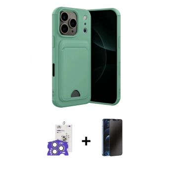 MARSİLYAN™- iPhone 17 Pro Max Kılıf Vadi Çizgi Prime - Siyah 3D Antistatik Hayalet Cam Ekran Koruyucu + Bilvis Titan Kamera Lens - GS