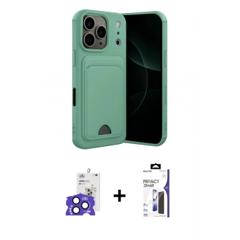 MARSİLYAN™- iPhone 17 Pro Max Kılıf Vadi Çizgi Prime - Siyah Bilvis 3X AR Hayalet Cam Ekran Koruyucu + Bilvis Titan Kamera Lens - LT