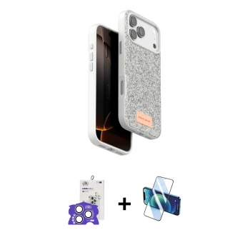 MARSİLYAN™- iPhone 17 Pro Max Kılıf Vadi Klasik Serisi - Siyah 3D Antistatik Seramik Nano Ekran Koruyucu + Bilvis Titan Kamera Lens - GS