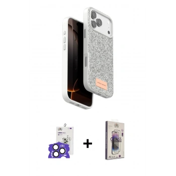 MARSİLYAN™- iPhone 17 Pro Max Kılıf Vadi Klasik Serisi - Siyah Bilvis 3D Cam Ekran Koruyucu + Bilvis Titan Kamera Lens - NLGY