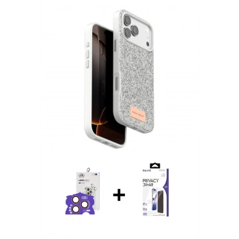 MARSİLYAN™- iPhone 17 Pro Max Kılıf Vadi Klasik Serisi - Siyah Bilvis 3X AR Hayalet Cam Ekran Koruyucu + Bilvis Titan Kamera Lens - TU
