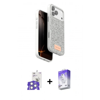 MARSİLYAN™- iPhone 17 Pro Max Kılıf Vadi Klasik Serisi - Siyah Bilvis 5in1 3D Magic Cam Ekran Koruyucu + Bilvis Titan Kamera Lens - GS
