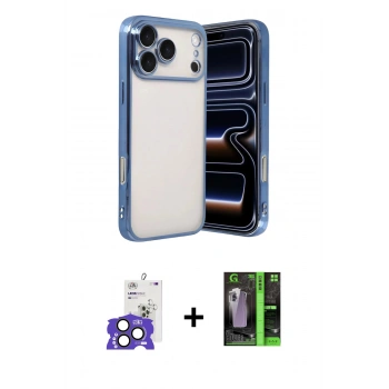 MARSİLYAN™- iPhone 17 Pro Max Kılıf Vadi Minimal - Şeffaf 360 Full Body Arka Koruyucu + Bilvis Titan Kamera Lens - NLGY