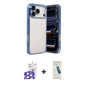 MARSİLYAN™- iPhone 17 Pro Max Kılıf Vadi Minimal - Şeffaf Pasifik Cam Ekran Koruyucu + Bilvis Titan Kamera Lens - GS