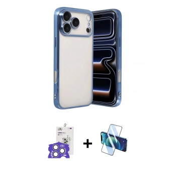 MARSİLYAN™- iPhone 17 Pro Max Kılıf Vadi Minimal - Siyah 3D Antistatik Seramik Nano Ekran Koruyucu + Bilvis Titan Kamera Lens - GS