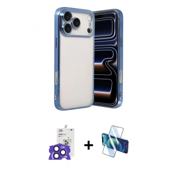 MARSİLYAN™- iPhone 17 Pro Max Kılıf Vadi Minimal - Siyah 3D Antistatik Seramik Nano Ekran Koruyucu + Bilvis Titan Kamera Lens - LT