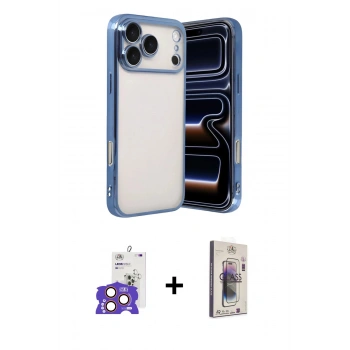 MARSİLYAN™- iPhone 17 Pro Max Kılıf Vadi Minimal - Siyah Bilvis 3D Cam Ekran Koruyucu + Bilvis Titan Kamera Lens - TU