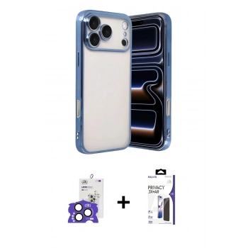 MARSİLYAN™- iPhone 17 Pro Max Kılıf Vadi Minimal - Siyah Bilvis 3X AR Hayalet Cam Ekran Koruyucu + Bilvis Titan Kamera Lens - NLGY