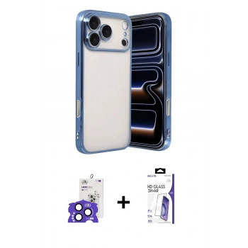 MARSİLYAN™- iPhone 17 Pro Max Kılıf Vadi Minimal - Siyah Bilvis 3X AR HD Cam Ekran Koruyucu + Bilvis Titan Kamera Lens - LT