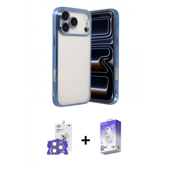 MARSİLYAN™- iPhone 17 Pro Max Kılıf Vadi Minimal - Siyah Bilvis 5in1 3D Magic Cam Ekran Koruyucu + Bilvis Titan Kamera Lens - GS