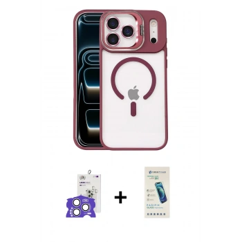 MARSİLYAN™- iPhone 17 Pro Max Kılıf Yadigar Asil Koleksiyonu - Şeffaf Pasifik Cam Ekran Koruyucu + Bilvis Titan Kamera Lens - GS