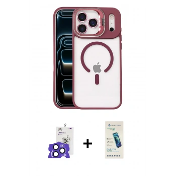 MARSİLYAN™- iPhone 17 Pro Max Kılıf Yadigar Asil Koleksiyonu - Şeffaf Pasifik Cam Ekran Koruyucu + Bilvis Titan Kamera Lens - LT