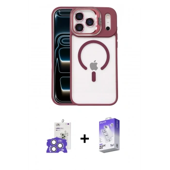MARSİLYAN™- iPhone 17 Pro Max Kılıf Yadigar Asil Koleksiyonu - Siyah Bilvis 5in1 3D Magic Cam Ekran Koruyucu + Bilvis Titan Kamera Lens - GS