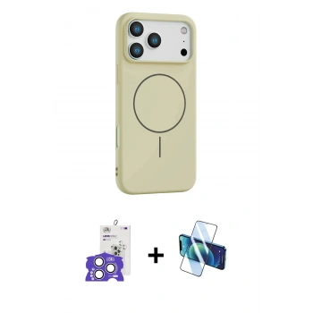 MARSİLYAN™- iPhone 17 Pro Max Kılıf Yankı Form Serisi - Siyah 3D Antistatik Cam Ekran Koruyucu + Bilvis Titan Kamera Lens - GS