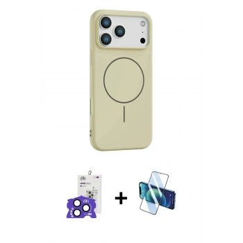 MARSİLYAN™- iPhone 17 Pro Max Kılıf Yankı Form Serisi - Siyah 3D Antistatik Cam Ekran Koruyucu + Bilvis Titan Kamera Lens - LT