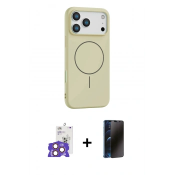 MARSİLYAN™- iPhone 17 Pro Max Kılıf Yankı Form Serisi - Siyah 3D Antistatik Hayalet Cam Ekran Koruyucu + Bilvis Titan Kamera Lens - TU