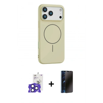 MARSİLYAN™- iPhone 17 Pro Max Kılıf Yankı Form Serisi - Siyah 3D Antistatik Hayalet Cam Ekran Koruyucu + Bilvis Titan Kamera Lens - LT
