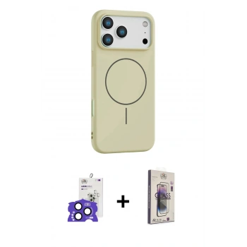 MARSİLYAN™- iPhone 17 Pro Max Kılıf Yankı Form Serisi - Siyah Bilvis 3D Cam Ekran Koruyucu + Bilvis Titan Kamera Lens - LT