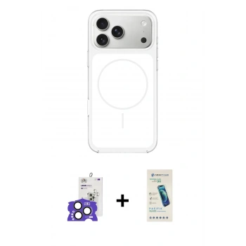 MARSİLYAN™- iPhone 17 Pro Max Kılıf Yankı Minimal Serisi - Şeffaf Pasifik Cam Ekran Koruyucu + Bilvis Titan Kamera Lens - NLGY