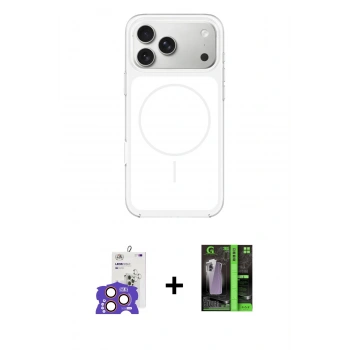 MARSİLYAN™- iPhone 17 Pro Max Kılıf Yankı Minimal Serisi - Siyah 360 Mat Full Body Arka Koruyucu + Bilvis Titan Kamera Lens - TU