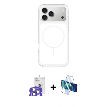 MARSİLYAN™- iPhone 17 Pro Max Kılıf Yankı Minimal Serisi - Siyah 3D Antistatik Cam Ekran Koruyucu + Bilvis Titan Kamera Lens - GS