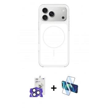 MARSİLYAN™- iPhone 17 Pro Max Kılıf Yankı Minimal Serisi - Siyah 3D Antistatik Cam Ekran Koruyucu + Bilvis Titan Kamera Lens - NLGY