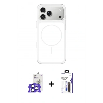 MARSİLYAN™- iPhone 17 Pro Max Kılıf Yankı Minimal Serisi - Siyah Bilvis 3X AR Hayalet Cam Ekran Koruyucu + Bilvis Titan Kamera Lens - LT