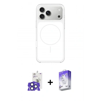 MARSİLYAN™- iPhone 17 Pro Max Kılıf Yankı Minimal Serisi - Siyah Bilvis 5in1 3D Magic Cam Ekran Koruyucu + Bilvis Titan Kamera Lens - LT