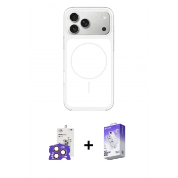 MARSİLYAN™- iPhone 17 Pro Max Kılıf Yankı Minimal Serisi - Siyah Bilvis 5in1 3D Magic Cam Ekran Koruyucu + Bilvis Titan Kamera Lens - TU