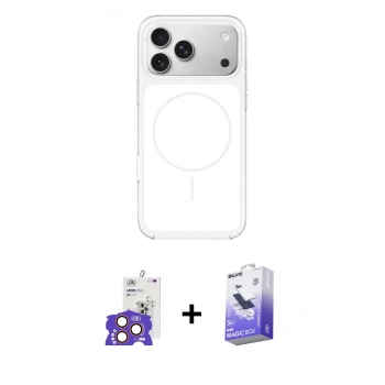 MARSİLYAN™- iPhone 17 Pro Max Kılıf Yankı Minimal Serisi - Siyah Bilvis 5in1 5D Magic Hayalet Cam Ekran Koruyucu + Bilvis Titan Kamera Lens - TU