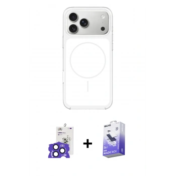 MARSİLYAN™- iPhone 17 Pro Max Kılıf Yankı Minimal Serisi - Siyah Bilvis 5in1 5D Magic Hayalet Cam Ekran Koruyucu + Bilvis Titan Kamera Lens - LT