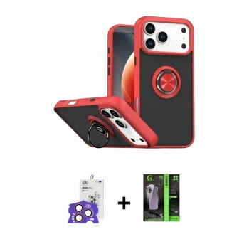 MARSİLYAN™- iPhone 17 Pro Max Kılıf Yörünge Çizgi - Şeffaf 360 Full Body Arka Koruyucu + Bilvis Titan Kamera Lens - TU