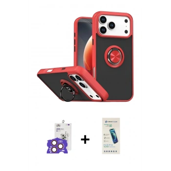MARSİLYAN™- iPhone 17 Pro Max Kılıf Yörünge Çizgi - Şeffaf Pasifik Cam Ekran Koruyucu + Bilvis Titan Kamera Lens - TU