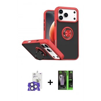 MARSİLYAN™- iPhone 17 Pro Max Kılıf Yörünge Çizgi - Siyah 360 Mat Full Body Arka Koruyucu + Bilvis Titan Kamera Lens - NLGY