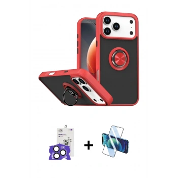 MARSİLYAN™- iPhone 17 Pro Max Kılıf Yörünge Çizgi - Siyah 3D Antistatik Seramik Nano Ekran Koruyucu + Bilvis Titan Kamera Lens - NLGY