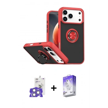 MARSİLYAN™- iPhone 17 Pro Max Kılıf Yörünge Çizgi - Siyah Bilvis 5in1 3D Magic Cam Ekran Koruyucu + Bilvis Titan Kamera Lens - GS
