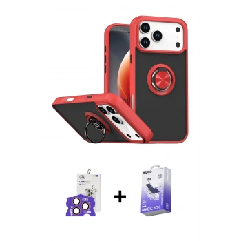 MARSİLYAN™- iPhone 17 Pro Max Kılıf Yörünge Çizgi - Siyah Bilvis 5in1 5D Magic Hayalet Cam Ekran Koruyucu + Bilvis Titan Kamera Lens - TU
