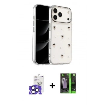 MARSİLYAN™- iPhone 17 Pro Max Kılıf Yörünge Form - Şeffaf 360 Full Body Arka Koruyucu + Bilvis Titan Kamera Lens - NLGY