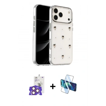MARSİLYAN™- iPhone 17 Pro Max Kılıf Yörünge Form - Siyah 3D Antistatik Seramik Nano Ekran Koruyucu + Bilvis Titan Kamera Lens - TU