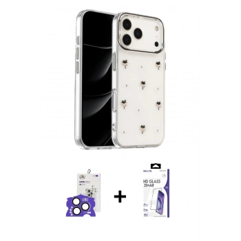MARSİLYAN™- iPhone 17 Pro Max Kılıf Yörünge Form - Siyah Bilvis 3X AR HD Cam Ekran Koruyucu + Bilvis Titan Kamera Lens - NLGY
