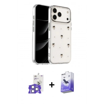 MARSİLYAN™- iPhone 17 Pro Max Kılıf Yörünge Form - Siyah Bilvis 5in1 5D Magic Hayalet Cam Ekran Koruyucu + Bilvis Titan Kamera Lens - GS