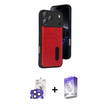 MARSİLYAN™- iPhone 17 Pro Max Kılıf Yörünge Işık Serisi - Siyah Bilvis 5in1 3D Magic Cam Ekran Koruyucu + Bilvis Titan Kamera Lens - LT
