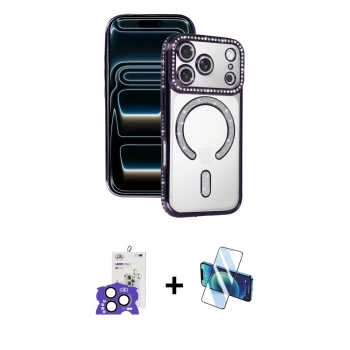 MARSİLYAN™- iPhone 17 Pro Max Kılıf Zirve Doku Prime - Siyah 3D Antistatik Cam Ekran Koruyucu + Bilvis Titan Kamera Lens - NLGY