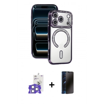 MARSİLYAN™- iPhone 17 Pro Max Kılıf Zirve Doku Prime - Siyah 3D Antistatik Hayalet Cam Ekran Koruyucu + Bilvis Titan Kamera Lens - GS