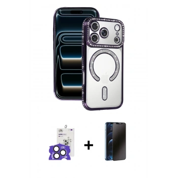 MARSİLYAN™- iPhone 17 Pro Max Kılıf Zirve Doku Prime - Siyah 3D Antistatik Hayalet Cam Ekran Koruyucu + Bilvis Titan Kamera Lens - NLGY